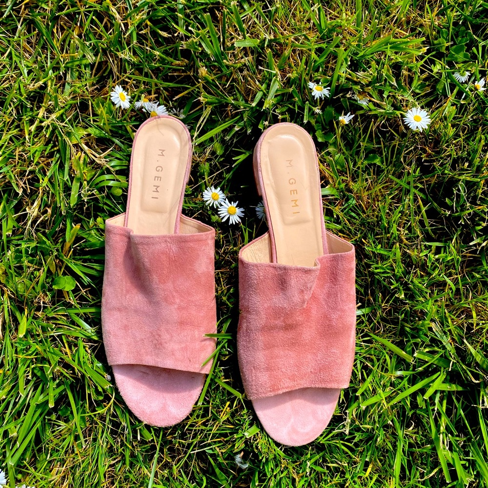 M. Gemi pink suede slides